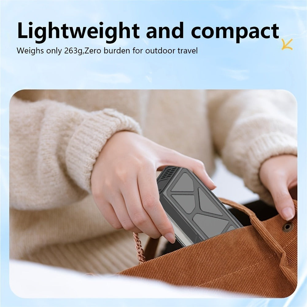 Handheld Portable Fan USB Rechargeable with Brushless Motor, High-Velocity Airflow & Built-In LED Light – Cordless Mini Fan for Camping, Outdoor, Car Interior Cleaning & Snow Blowing