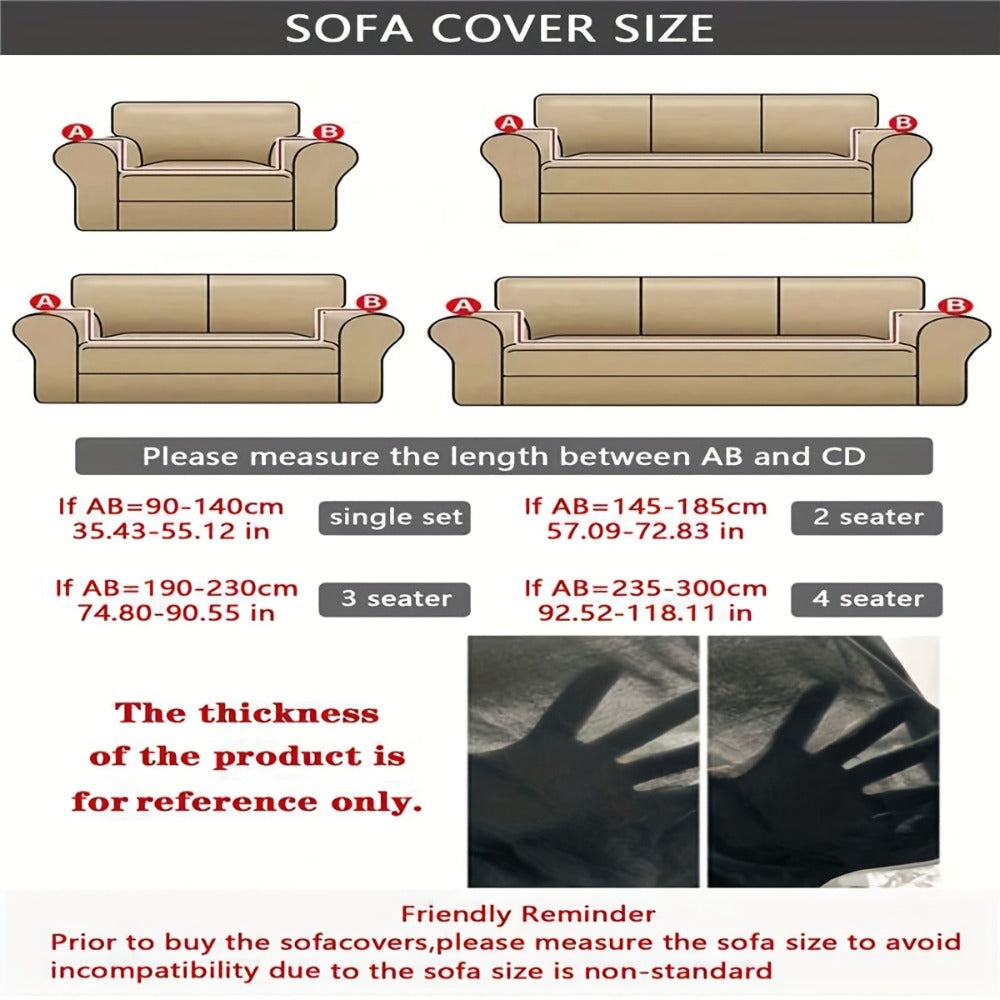 Stretch Sofa Slipcover Lightweight Breathable Elastic Full Cover Skirted Design Anti-Slip Soft Cool Comfort Machine Washable for 3 4 Seater Living Room Furniture Protector