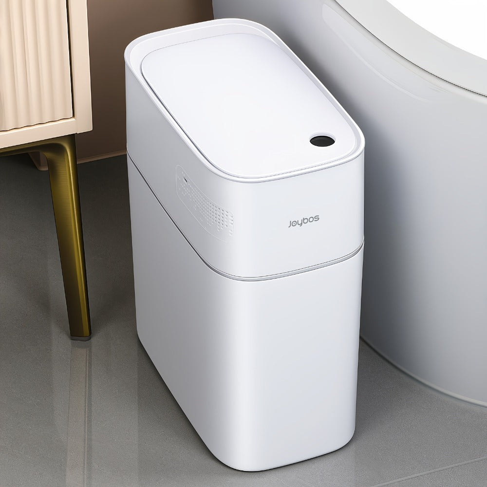 Touchless Trash Can 3.8 Gal 14L Infrared Motion Sensor – Auto-Open Lid, Wind Adsorption Auto-Expand Bag, Slim Odor-Sealing Design for Kitchen Bathroom Office Bedroom | 1PC & 2PC Bundle | White