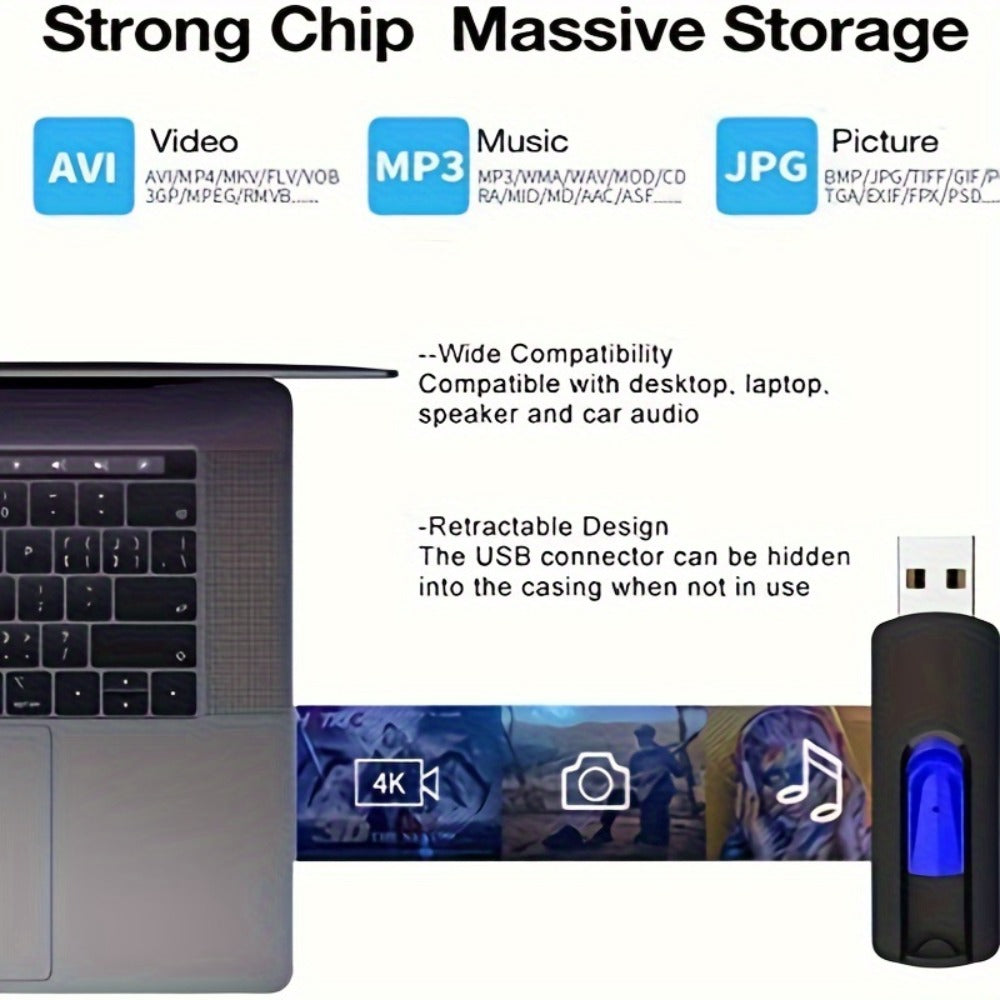 Retractable USB Flash Drive Bulk Pack 5-Pack USB 2.0 Thumb Drive 2GB 4GB 8GB 16GB 32GB 64GB Mixed Colors Capless Jump Drive Memory Stick for PC Laptop Mac TV Car Audio