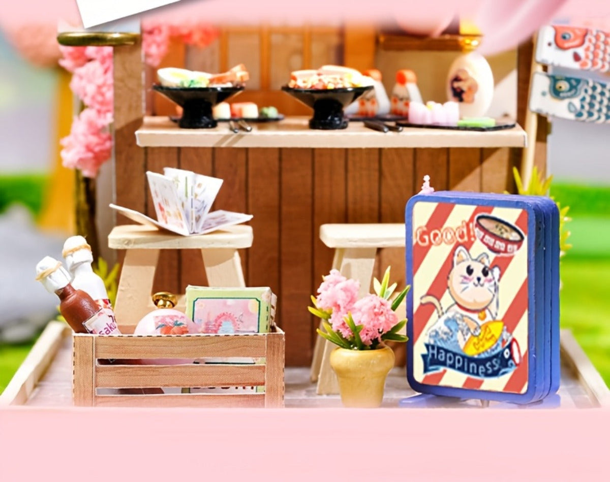 DIY Wooden Miniature Shop Kit with Dust Cover in Four Themes
