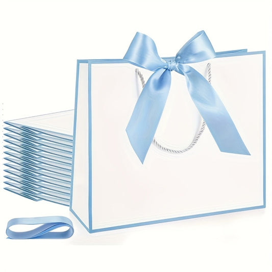 Gift Bags with Butterfly Ribbon and Pull Handles, 11.8 x 10 x 4 Inches, 12–36 Packs