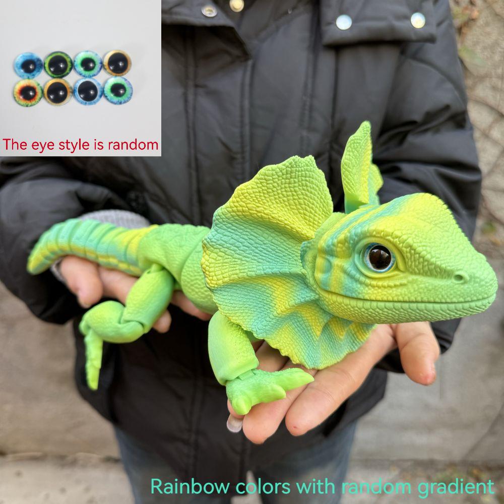 Frilled Neck Lizard Figurine 3D Printed – Large Umbrella Lizard Animal Sculpture 8 Color Styles, Reptile Collectible Desk Decor Unique Gift for Reptile Lovers Kids Teens Adults