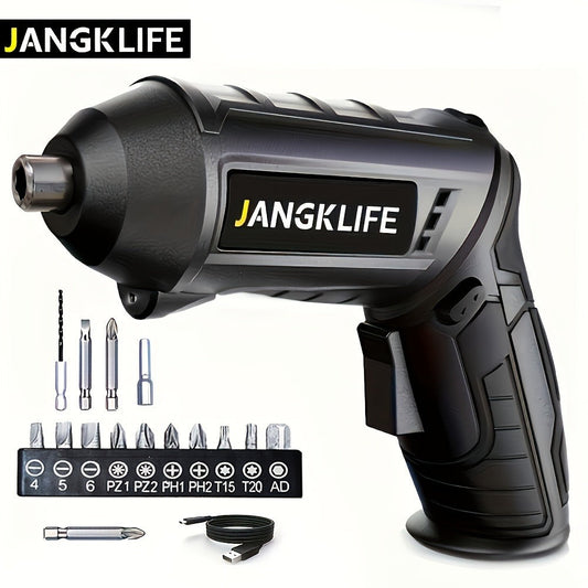 Cordless Electric Screwdriver Set with 90° Folding Design and 1200mAh Battery