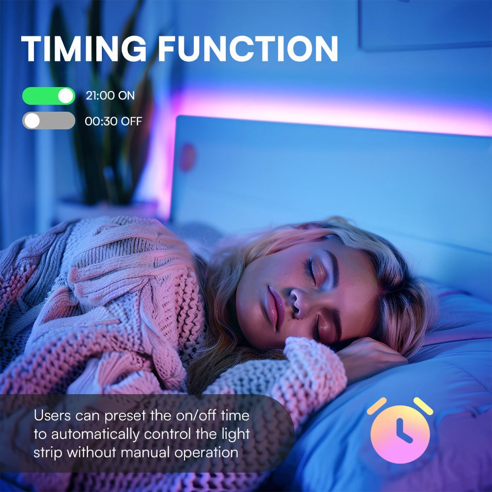 RGB LED Strip Lights 100FT 200FT Music Sync Color Changing with App Control & Remote - Smart Color Changing Light Strip for Bedroom Gaming Room Party Decor - Dimmable DIY Scene Lighting