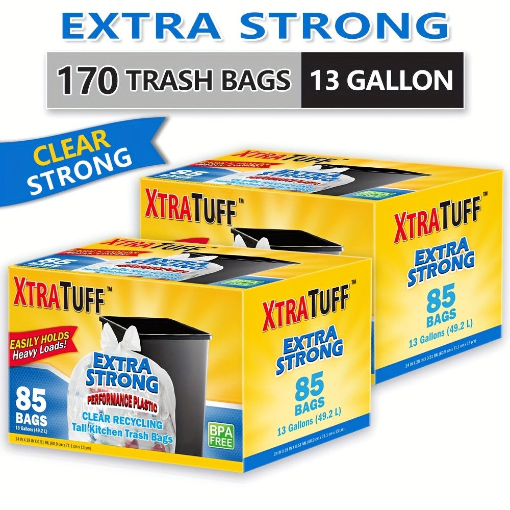 13 Gallon Trash Bags Heavy Duty – Expandable Drawstring & Clear Garbage Bags, Leak-Resistant Odor-Control Liners for Kitchen, Bedroom, Office, Outdoor Use (44/85/104/170/180/360 Count)