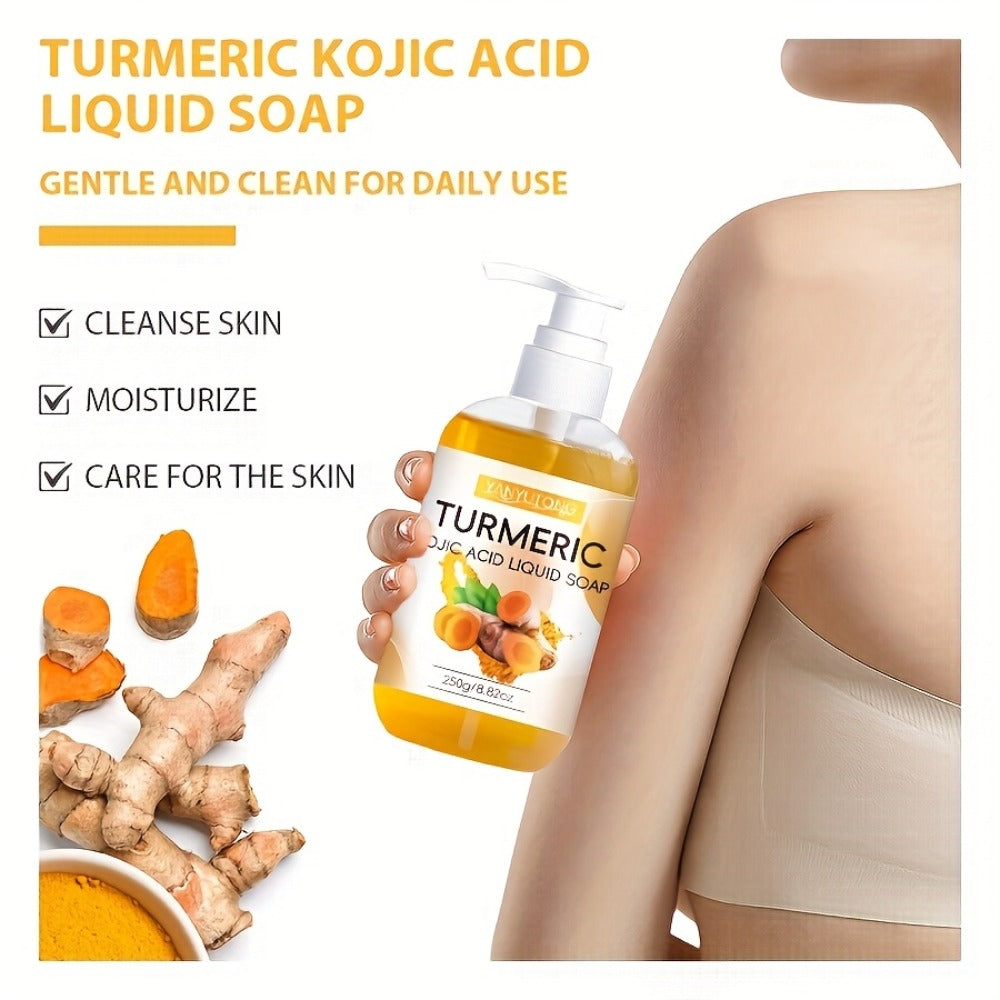 Turmeric Kojic Acid Body Wash 250g Deep Cleansing Skin Brightening - Rich Foam Liquid Soap for Dark Spots Hyperpigmentation Even Skin Tone Moisturizing Shower Gel All Skin Types 8.82 oz