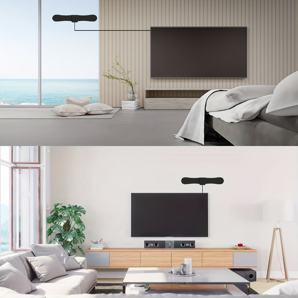 Arc Indoor TV Antenna Ultra Thin – High Gain Amplified Digital Antenna HD 4K 1080P, Free Local Channels ABC CBS NBC FOX, Clip & Stick Setup, Works with All TVs, No Monthly Fee, Sleek Arc Design