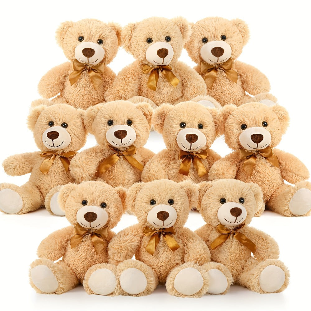 8-Pack Teddy Bears, 11-Inch Soft Plush in Dark Brown or Khaki