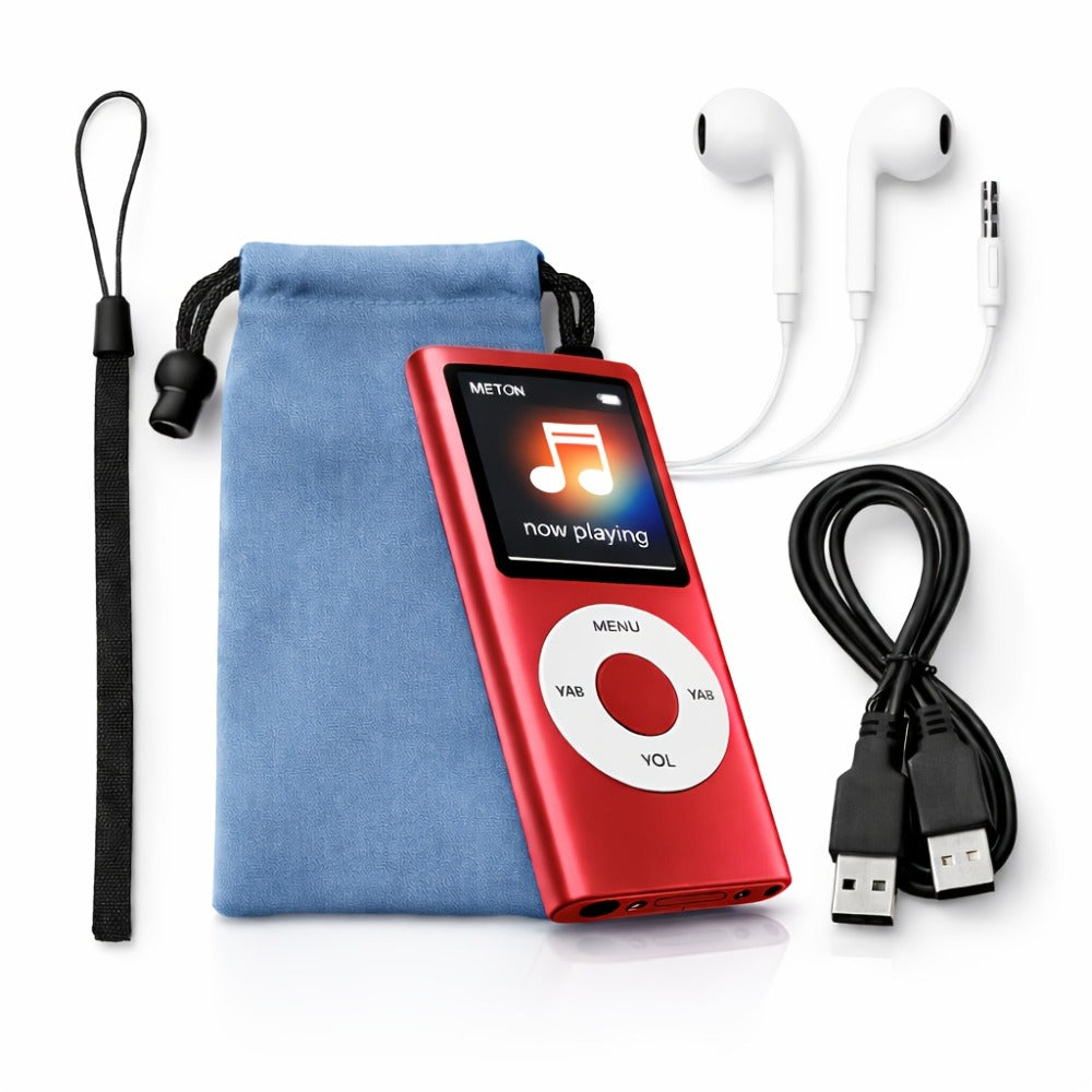 Portable MP3 Music Player with 1.8" LCD Display, Compact Digital Audio Player with FM Radio, Voice Recorder, Expandable Storage, Earphones Included, for Kids Adults Travel Gym Outdoor