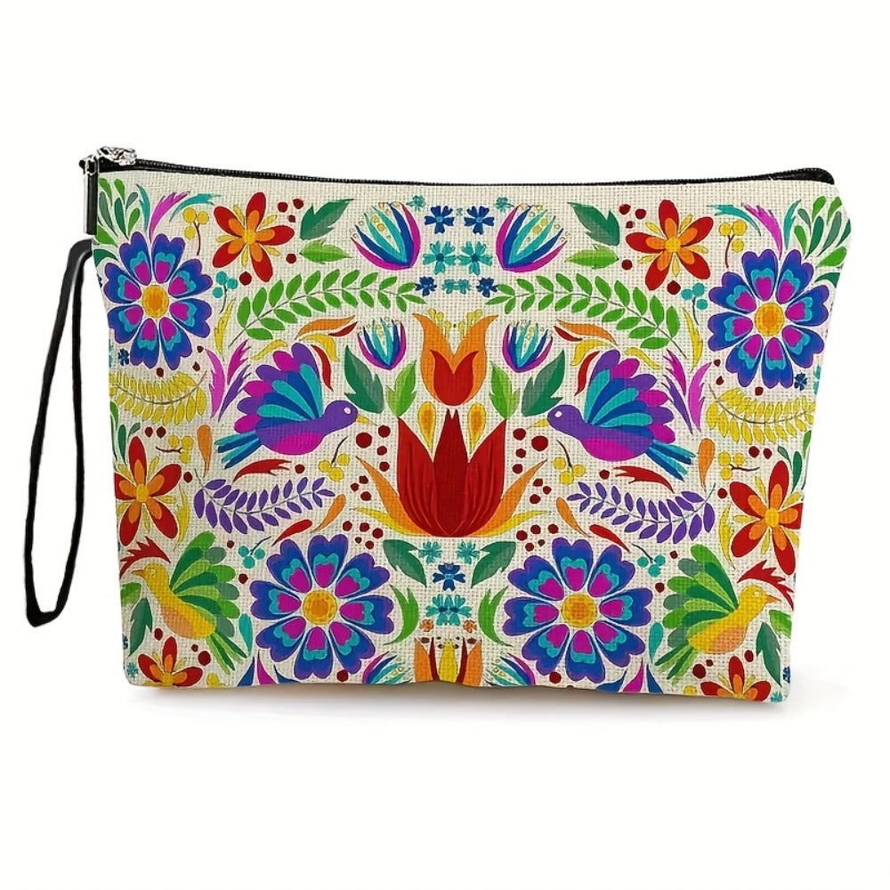 Travel Makeup Bag 4-Pack Set Large Capacity Cosmetic Organizer with Zipper Floral & Cute Animal Print Toiletry Pouch for Women Girls Vacation Business Trip Daily Use Gift