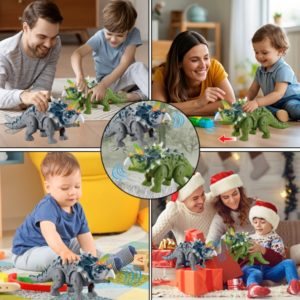 Walking Triceratops Dinosaur Toy with Lights and Roaring Sounds