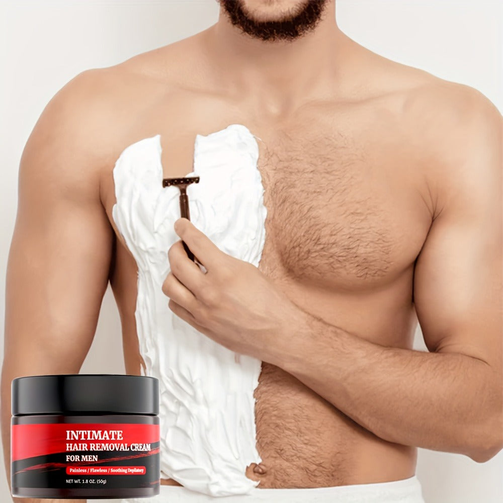 Intimate Area Hair Removal Cream for Men with Plant-Based Squalane Fast-Acting Painless Depilatory for Groin Chest Back Body Sensitive Skin 50g 1-5 Pack Razor-Free Smooth Skin
