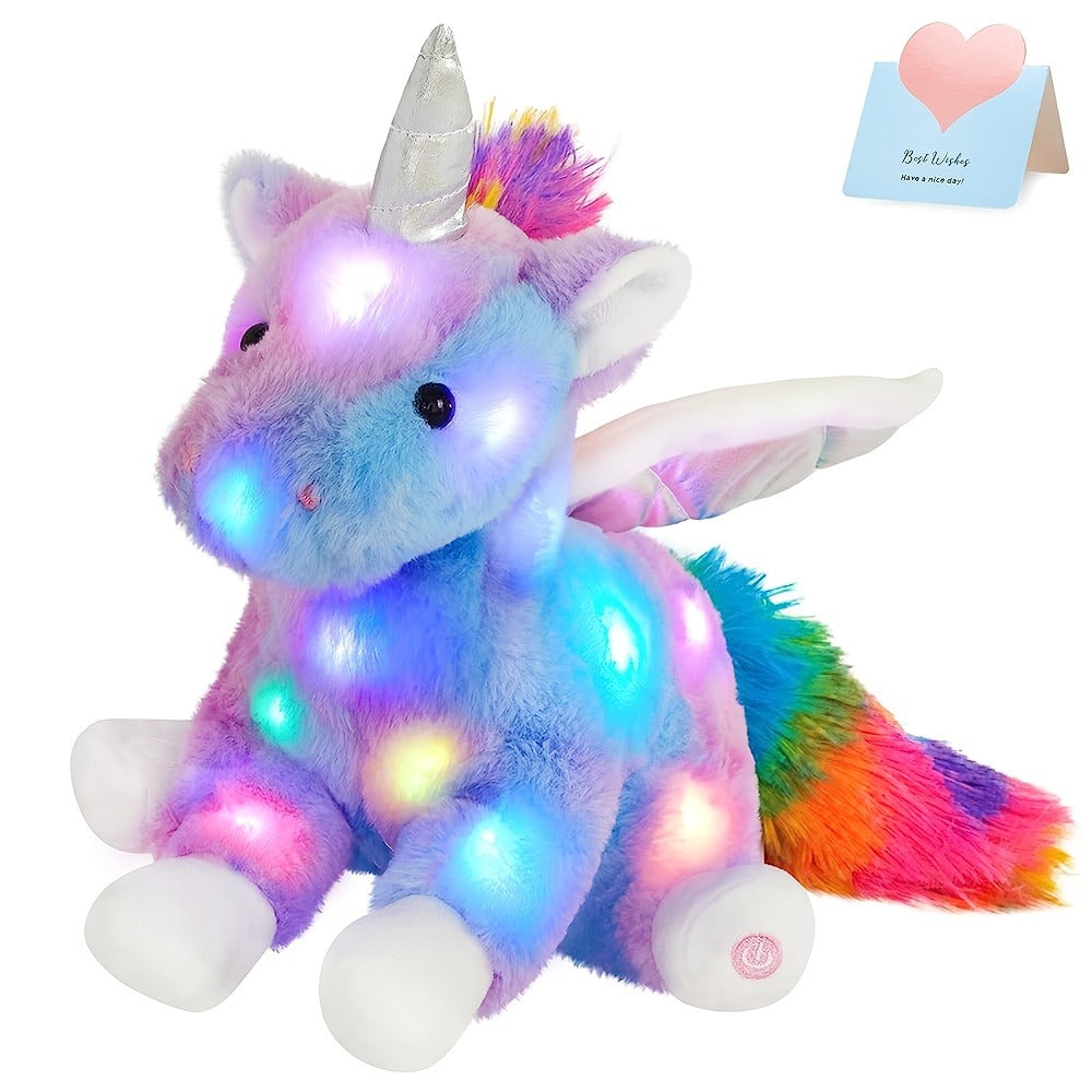 Glowing Unicorn Plush Toy with Optional Music in Two Styles