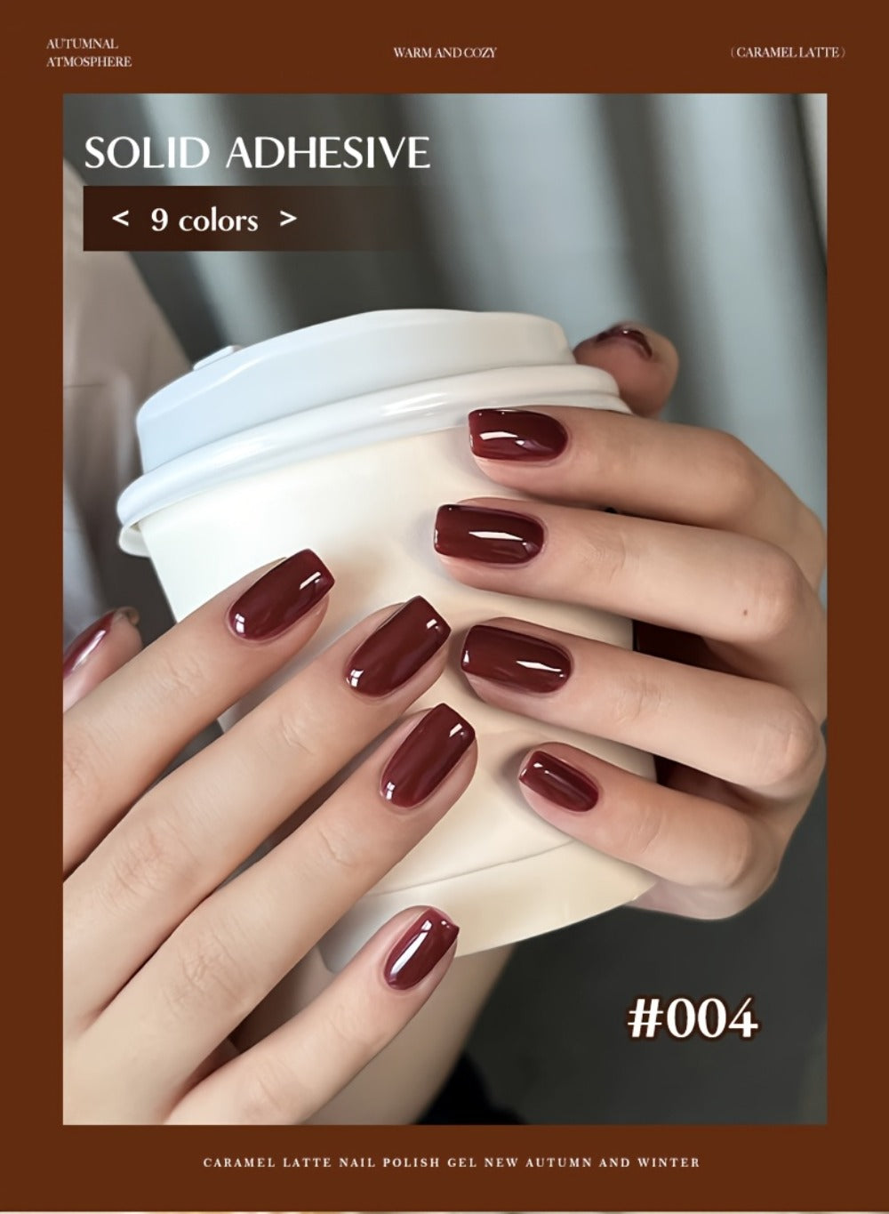 Gel Nail Polish Set 9 Colors Autumn Harvest High Saturation Soak-Off LED — Alcohol-Free Long-Lasting Solid Gel Polish Kit with Light Therapy Pen for Salon & Home Manicure