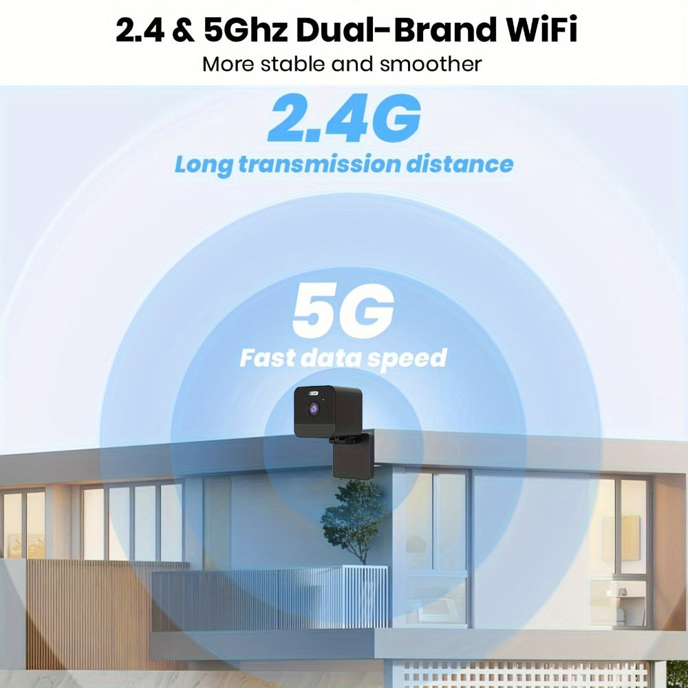 1080P Wireless Security Camera 2-Pack & 4-Pack with Dual-Band WiFi 2.4G & 5G, Motion Detection, Baby Monitor, Night Vision, Two-Way Talk, Siren Alert, Cloud & 256GB SD Card Support – Indoor Home Surveillance
