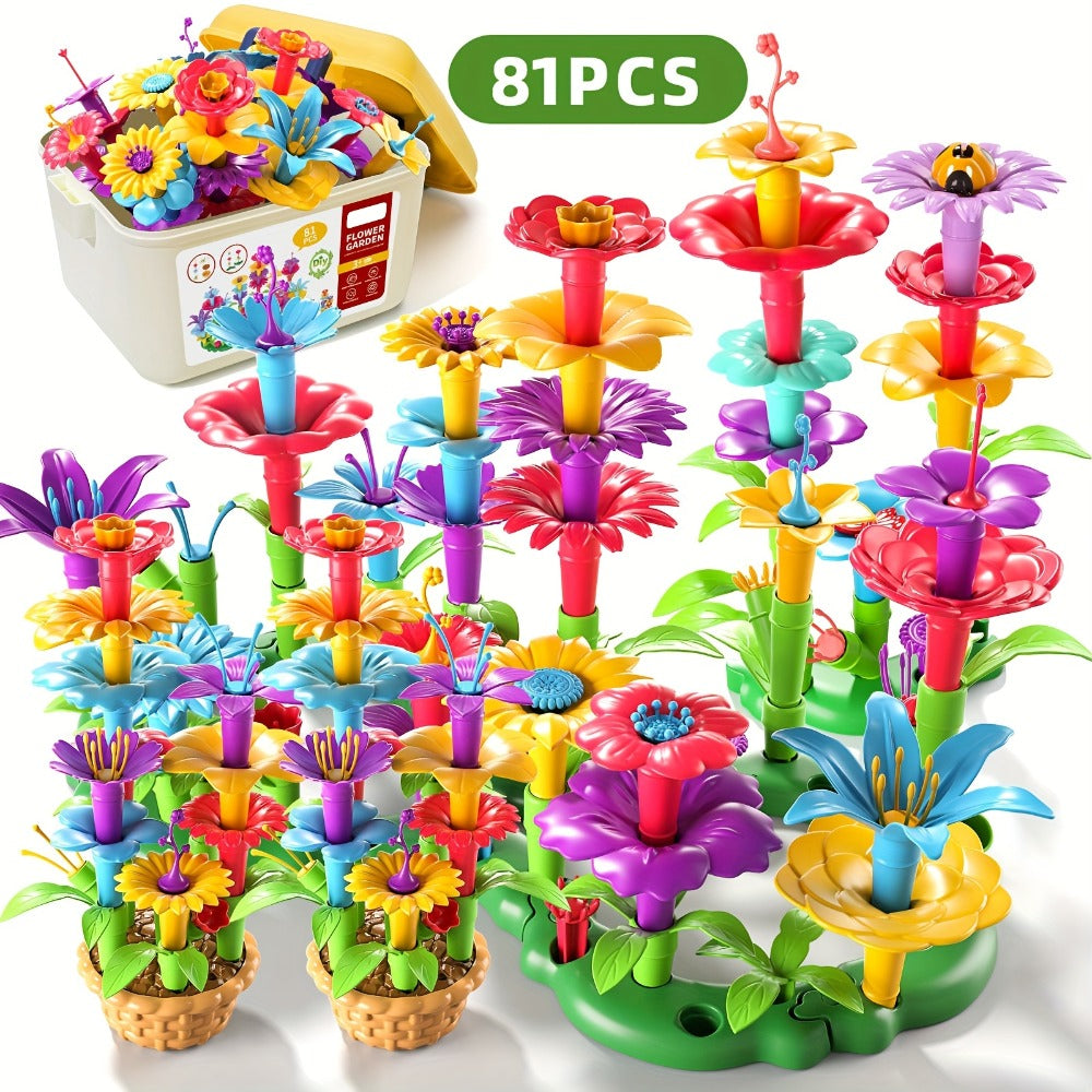 Flower Garden Building Toy Set, 235 Pieces, Floral Brick Construction Play for Kids Ages 3+