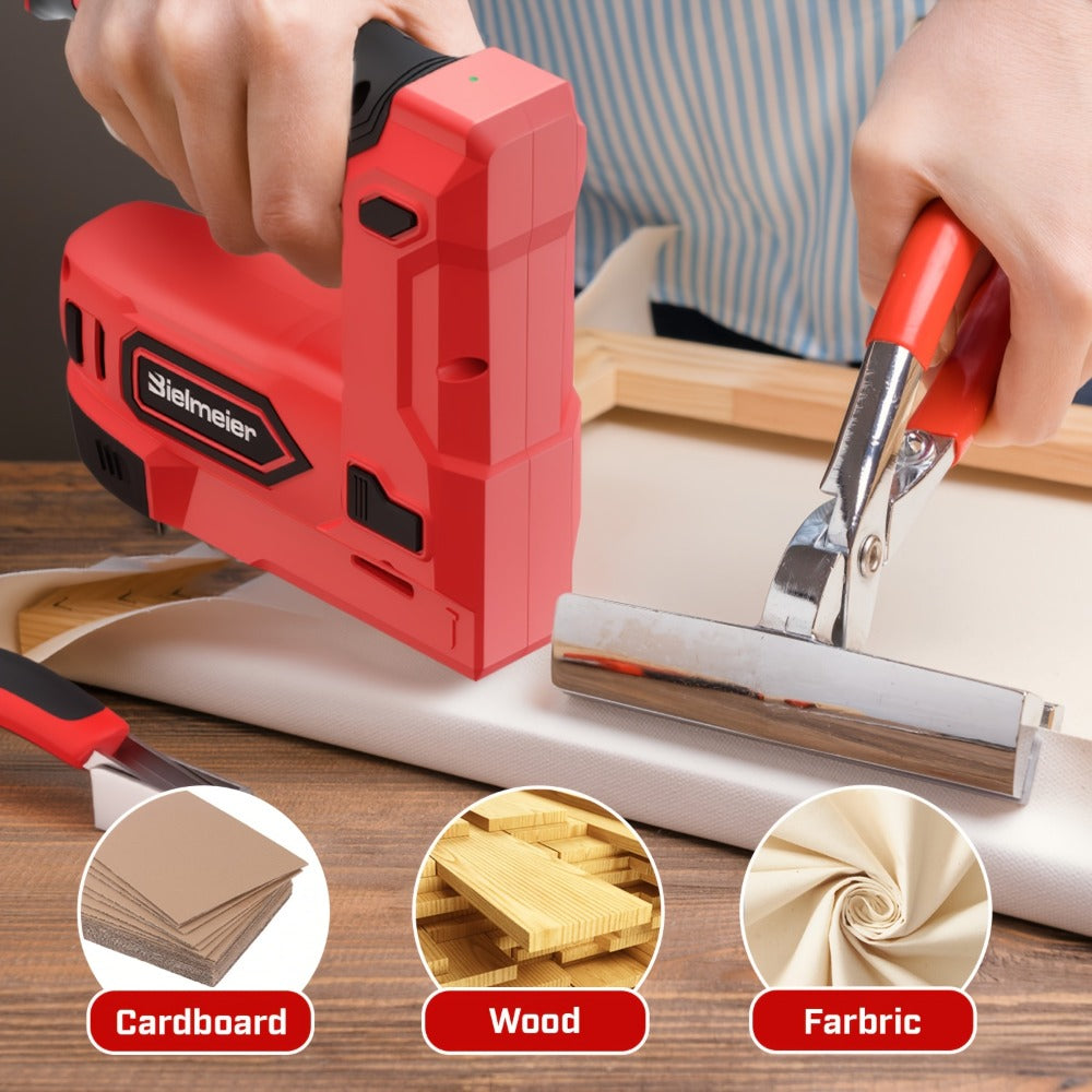 Cordless Stapler Brad Nailer 2-in-1 4V / 20V No Compressor – Lightweight with Battery, Charger & 1600pcs Nails & Staples, for Carpentry, Home Improvement, Upholstery & DIY – Multiple Colors & Upgrade Versions
