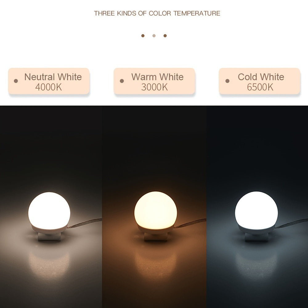 LED Vanity Mirror Light for Makeup – USB Powered 8-Bulb Mirror Lamp with 3 Color Temperatures, Adjustable Brightness & Spacing, Removable Design, Gift for Women Wife