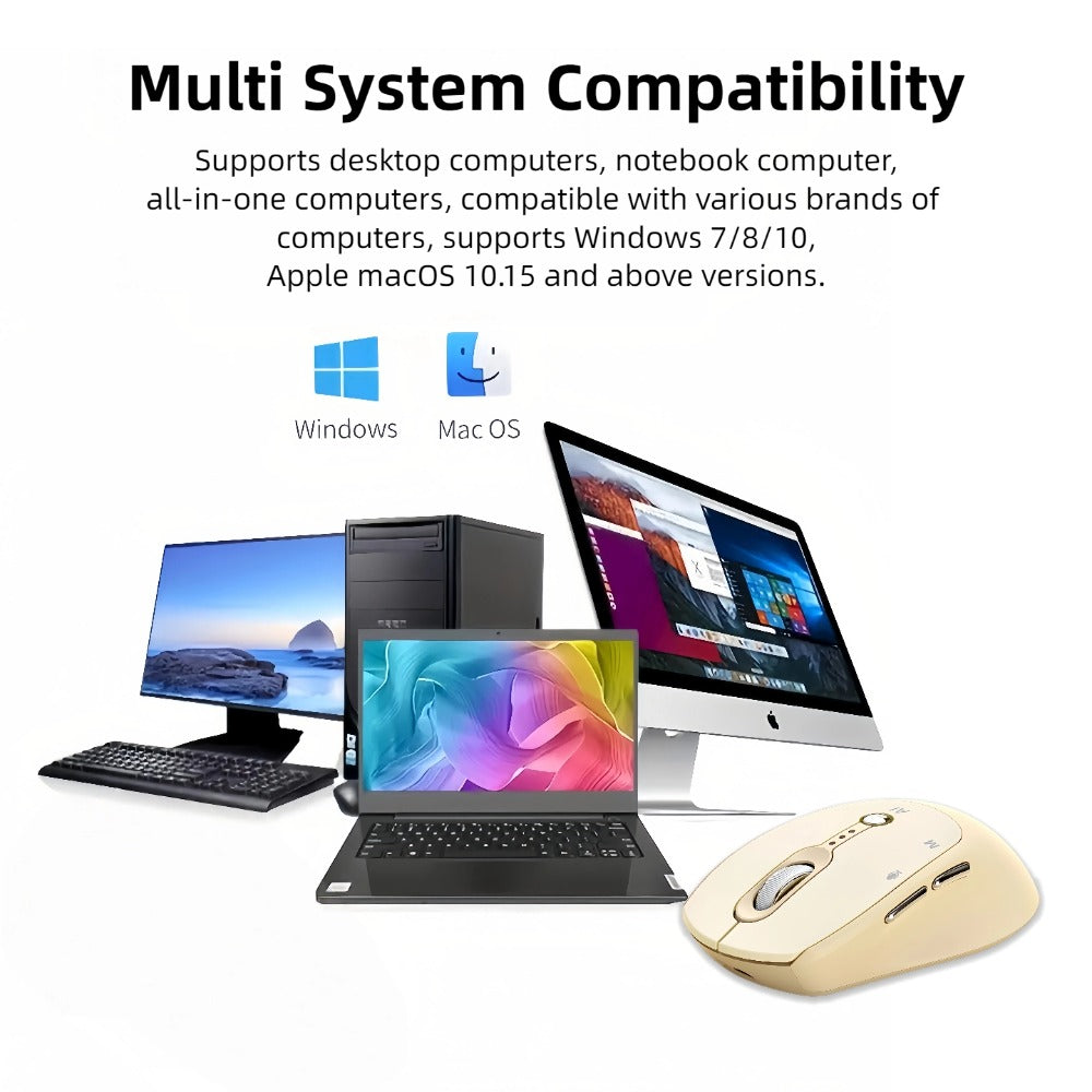 AI Wireless Mouse Voice to Text Real-Time Translation PPT Creation T-WOLF Silent Rechargeable Bluetooth 2.4G Dual Mode Battery Display Laptop PC Mac Windows Android Yellow Pink