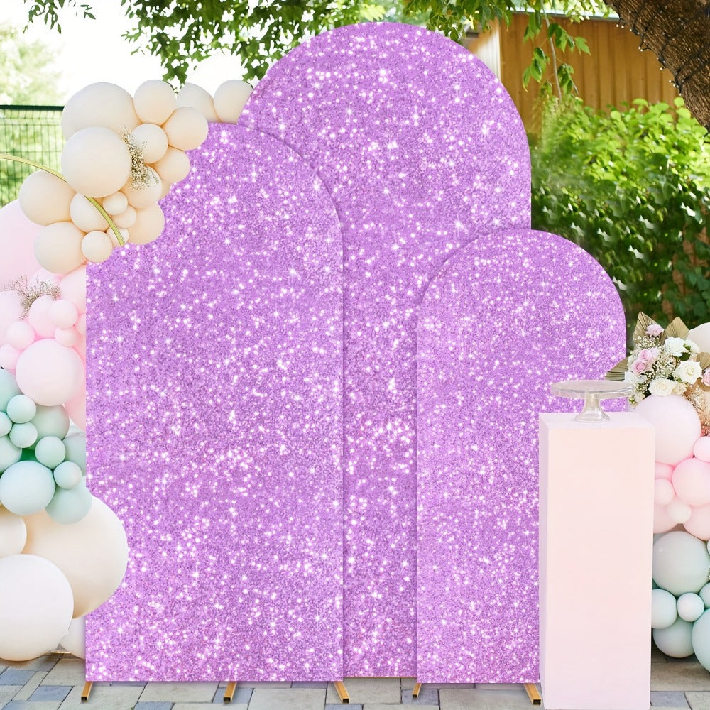 Sequins Wedding Arch Cover Set of 3 Sizes 4ft 5ft 6ft Metallic Spandex Arch Backdrop Cover Payette Glitter Arch Stand Cover for Wedding Birthday Party Decoration