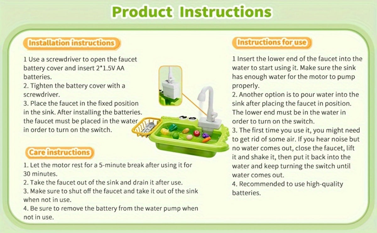 Kids Play Sink Toy with Running Water – Automatic Water Cycle System Pretend Play Dishwasher Kitchen Sink for Toddlers Boys & Girls, Role Play Kitchen Accessory Birthday Gift