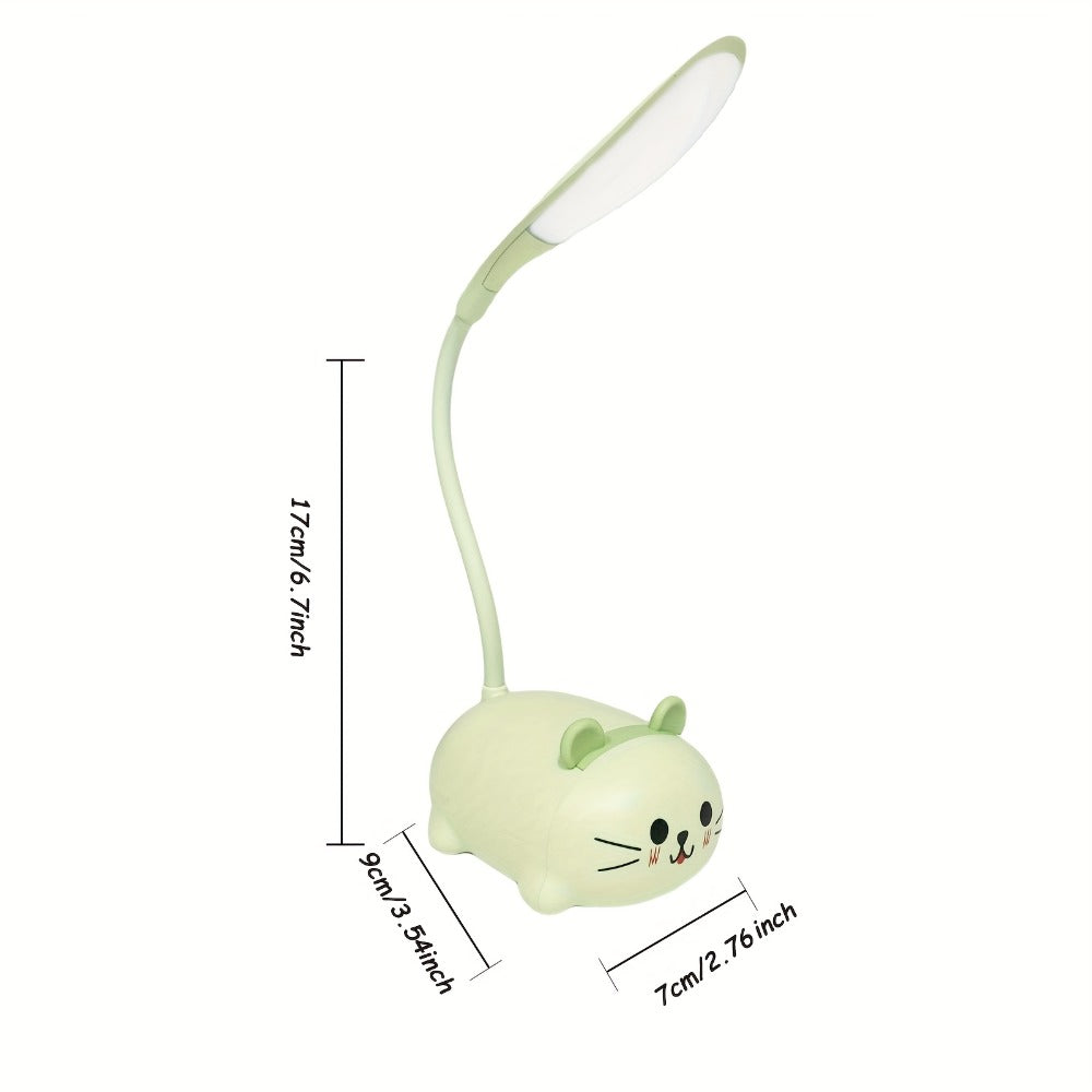 Cute Animal LED Night Light – Mini Cartoon Table Lamp, Foldable USB Rechargeable, Portable Desk Reading Light for Bedroom Kids Room, Blue Bunny Cat Styles, Kawaii Room Decor Lamp