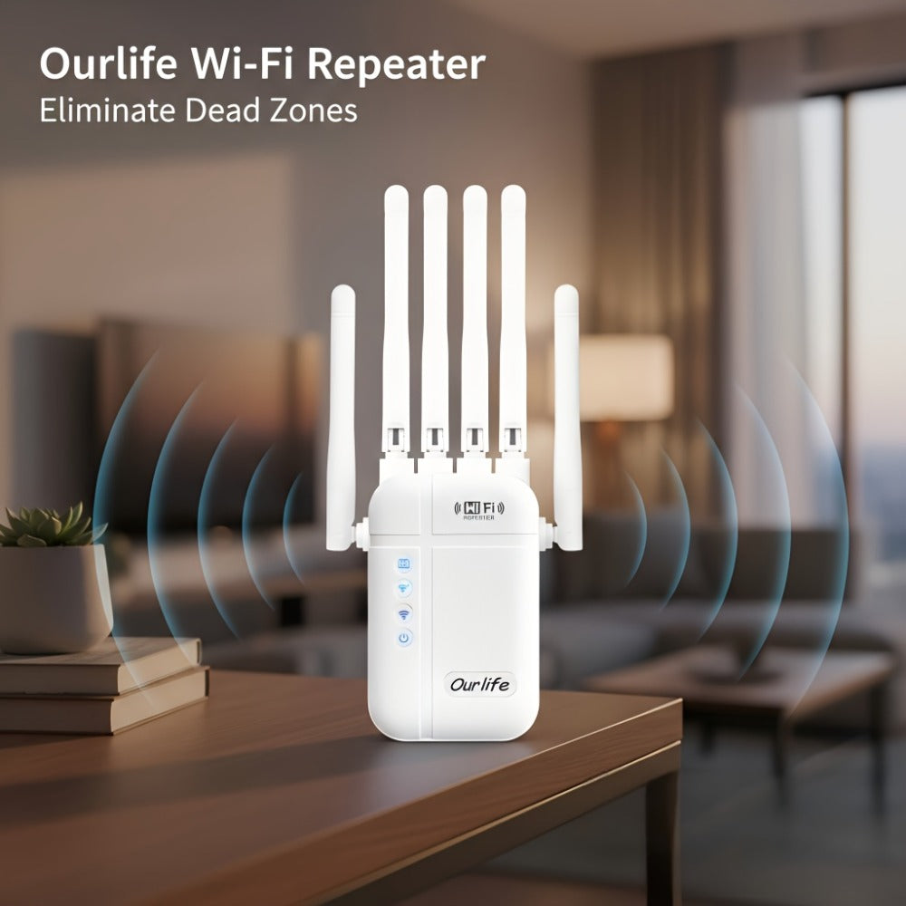 AX1200 WiFi 6 Mesh Extender 15888 Sq Ft Coverage, 135+ Devices, OFDMA, Gigabit Ethernet Port, Alexa Compatible, CISA Certified, Dual Band 2.4GHz & 5GHz, One-Touch Setup, White