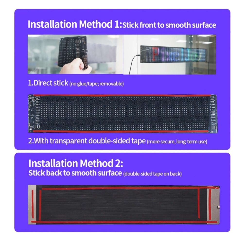 Bendable LED Display Screen App & Remote Control - Ultra-Thin 2mm Flexible LED Matrix Panel Custom Text DIY Patterns for Car Window Store Sign Concert Sports Cheering Banner Wedding Party Decoration