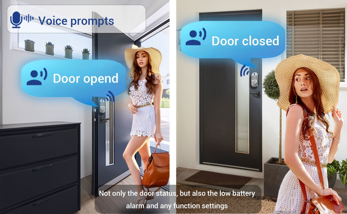 Voice Guided Keypad Deadbolt with Fingerprint, PIN, One-Time Visitor Code & Key, Backlit Keypad, Auto Lock, Long Battery Life, 15-Min DIY Install, Stainless Steel Front Door Lock for Home Airbnb