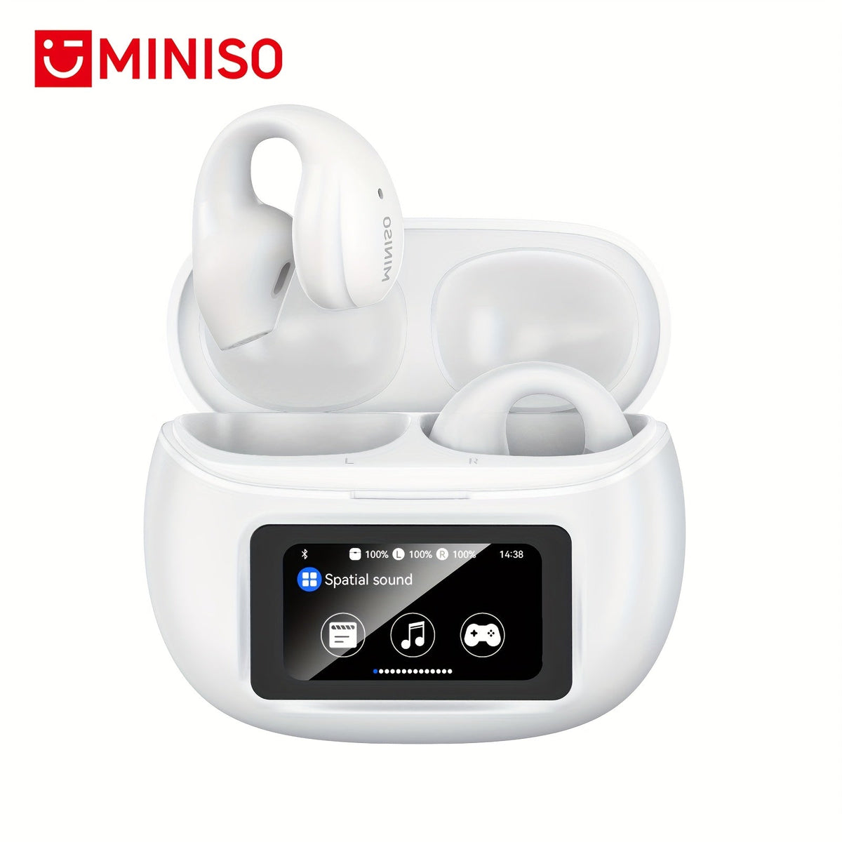 AI Translation Wireless Earbuds Real-Time 135 Languages Open-Ear Design Full-Color Touch Screen Gaming Headset Bluetooth for Travel Business Study iOS Android
