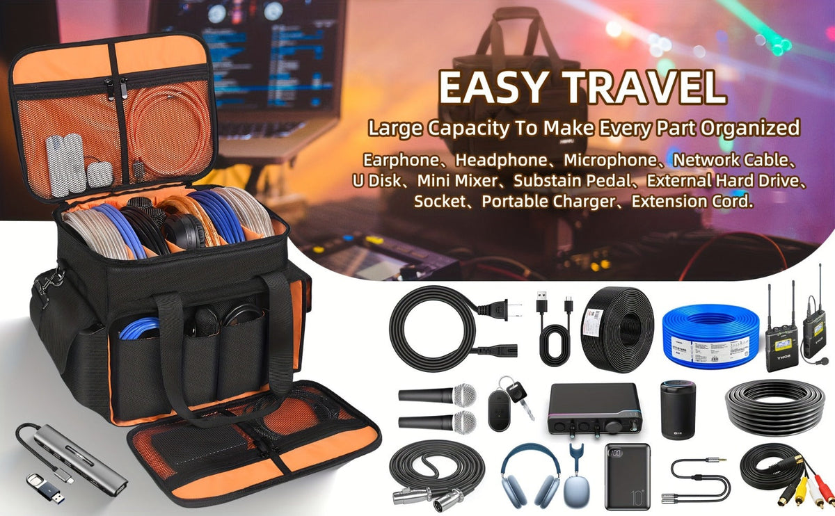 DJ Gig Bag with Removable Dividers – Padded Controller Mixer Carrying Case | Modular Interior, Touring Studio Travel Ready, Black