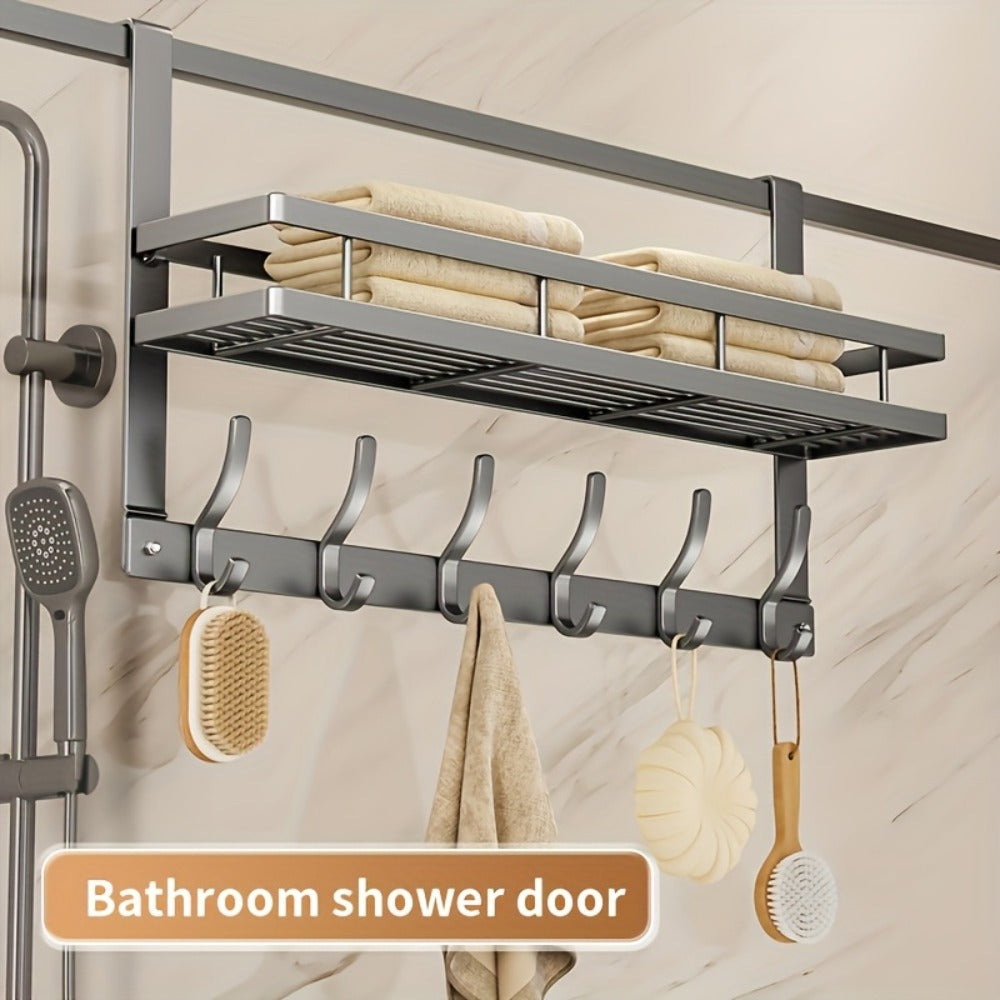 Over Door Hook Rack No Drilling Metal Storage Organizer – 4 5 6 Hooks for Bedroom Bathroom Kitchen, Versatile Door Hanger for Coats Towels Bags & Robes
