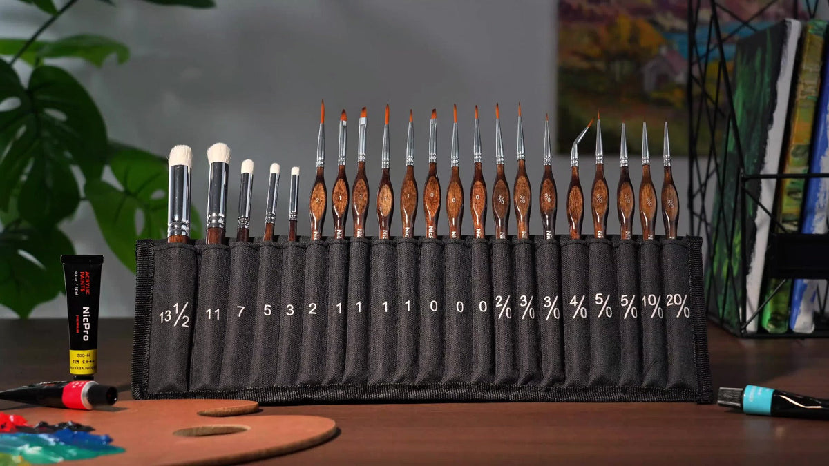 Miniature Paint Brush Set with Cloth Roll Detail Brushes for Acrylic Oil Watercolor Dry Brush for Model Miniature Painting Paint by Numbers Craft Artists