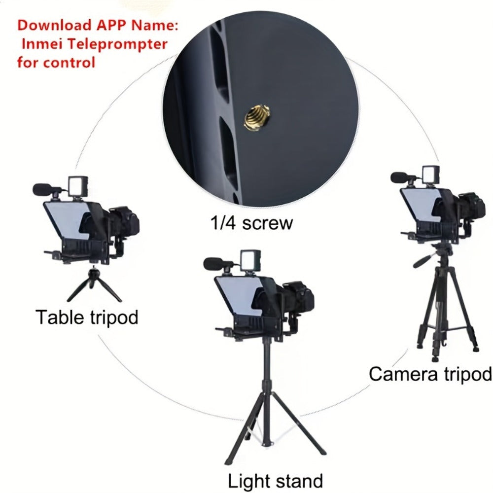 A10 Portable Teleprompter for Smartphone & DSLR Camera | Phone Holder & Remote Control for Video Recording, Live Streaming, Interview, Stage Presentation & Speech