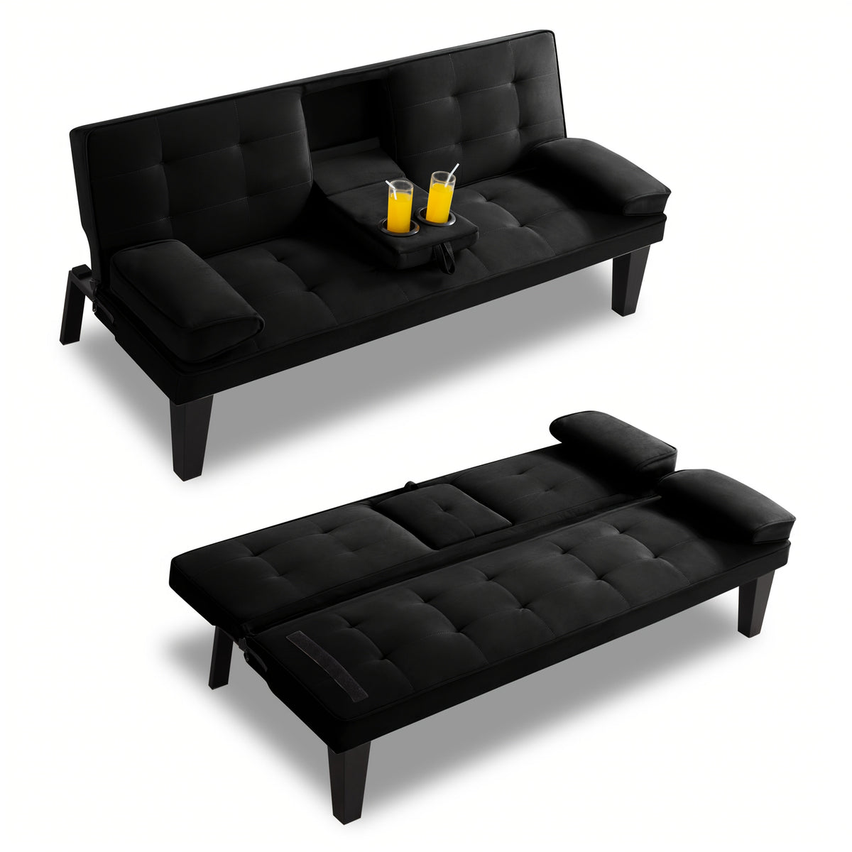 Futon Sofa Bed shown in the Black option