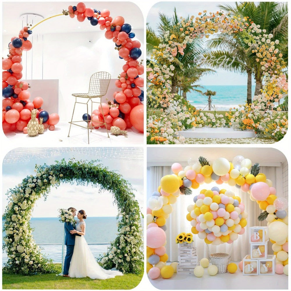 Balloon Arch Stand 8FT Round & Square Background Frame Reusable Event Decoration for Wedding Birthday Valentine's Day Party Christmas Garden Backdrop Photo Booth Decor