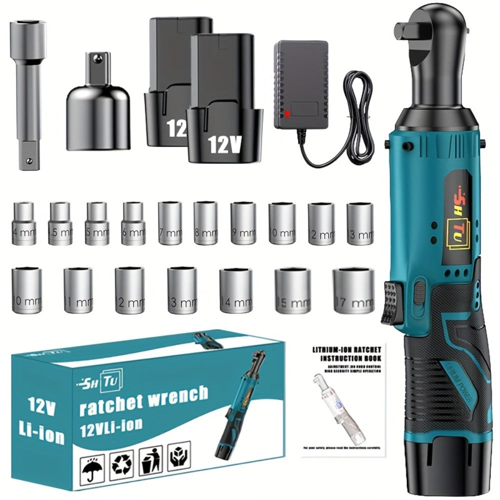 12V Brushless Electric Ratchet Wrench Set with Battery & Quick Charger – Wireless Car Repair Tool Kit for Home & Auto, Holiday Gift for Men