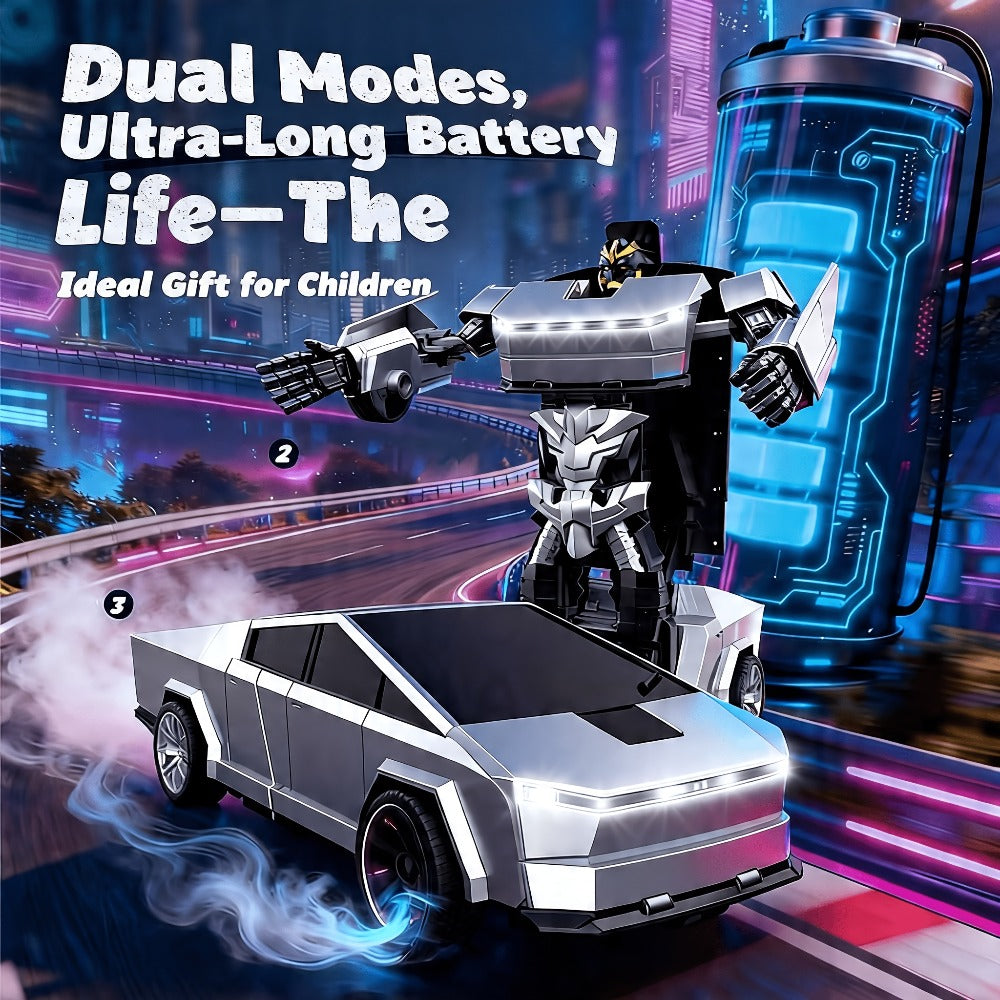 Transforming Robot RC Car, 1:18 Scale, One-Button Transform, LED Lights