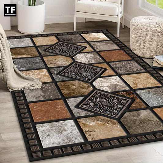 Marble Print Area Rug with Soft Surface and Non-Slip Backing, 56 x 80 Inches