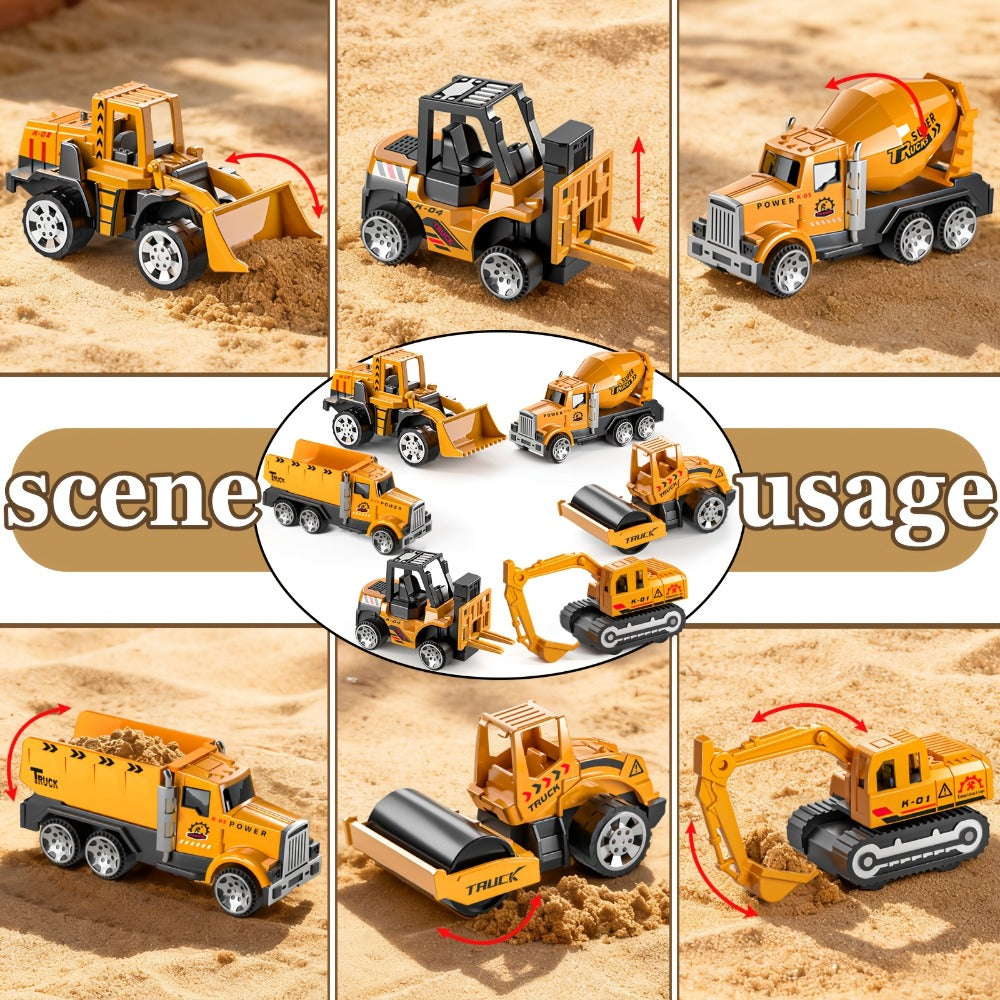 Construction Truck Toy Set, 13-in-1 Carrier with Die-Cast Vehicles and Play Mat
