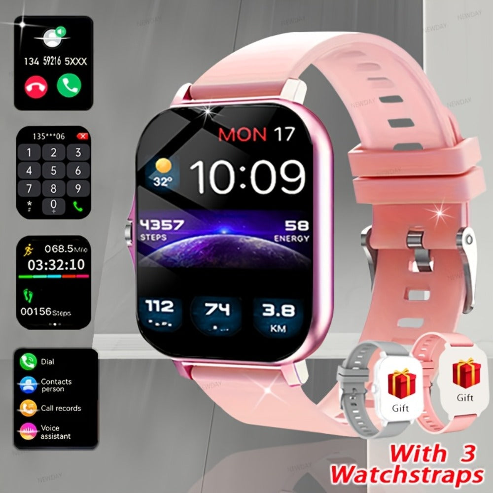 GPS Smartwatch 1.83 Inch Full Touch Screen Fitness Tracker with Calling Navigation Multi-Sport Modes Remote Camera Music Player USB Rechargeable Dual TPU Straps Men Women Android iPhone – Silver Black Pink