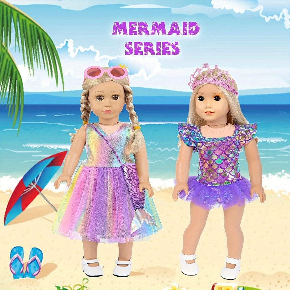 18-Inch Doll Mermaid Travel Accessory Set with Outfit and Luggage