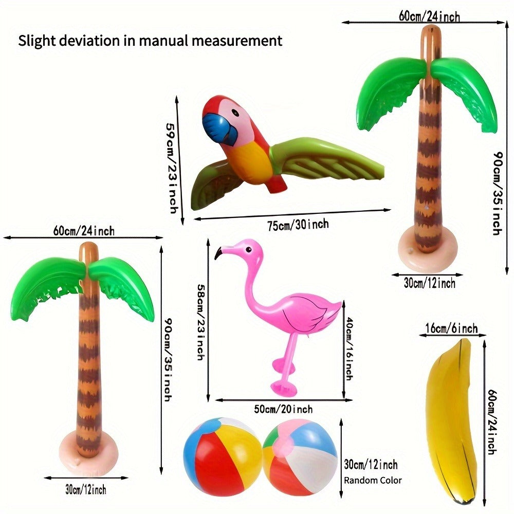 Hawaiian Luau Inflatable Party Decorations, 10-Piece Tropical Set