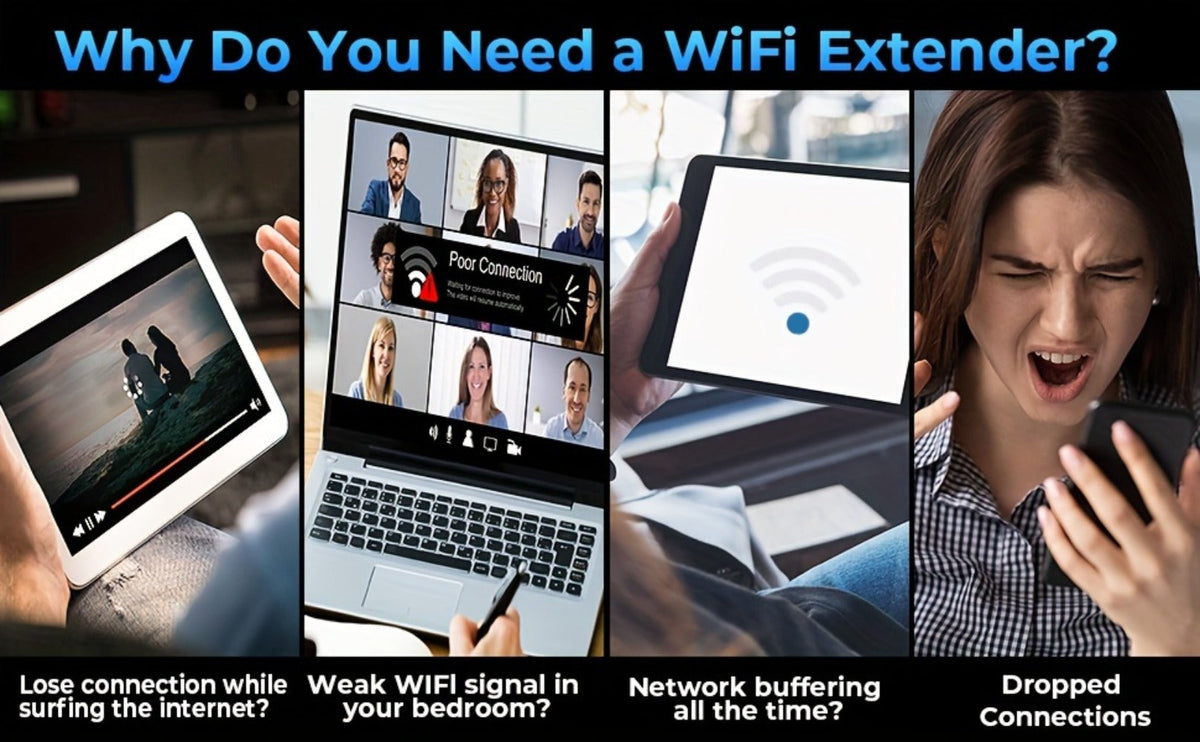 12880 Sq Ft WiFi Booster 1200Mbps Dual Band - Long Range Signal Extender Repeater Covers 105 Devices, Built-In Ethernet Port, WPS Easy Setup for Large Home Office Basement Garage Backyard