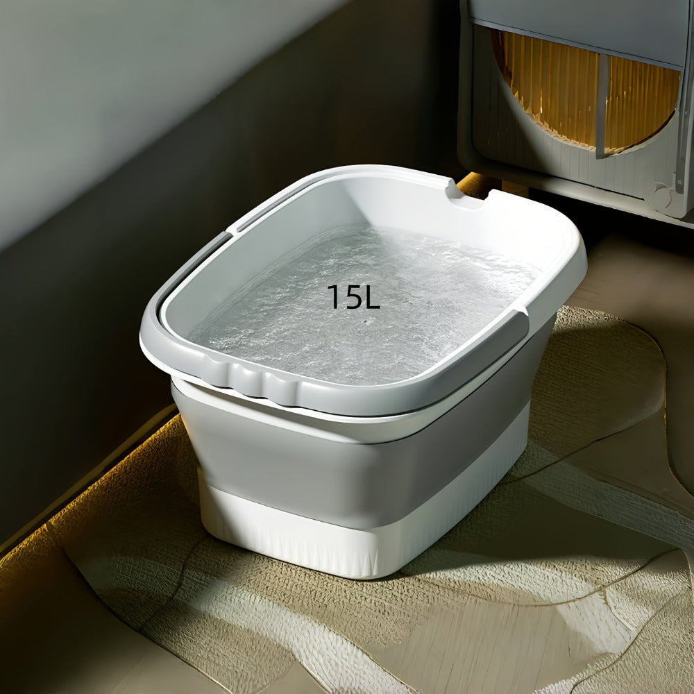 Foldable Foot Bath Tub Collapsible Foot Soak Basin 3.96 Gallon with Carry Handle Portable Pedicure Soaking Tub Space-Saving Easy Clean for Home Spa Salon Travel Green Pink