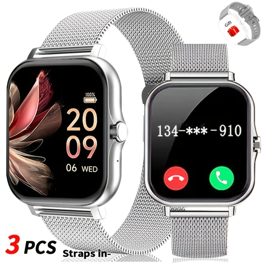 Smartwatch for Men Women with Bluetooth Calling, 1.83" Full Touch Screen Large Dial, Weather Notification, Sports Tracker & Pedometer, Multiple Sport Modes, USB Rechargeable – Unisex Gift Smart Watch Gold Silver Black