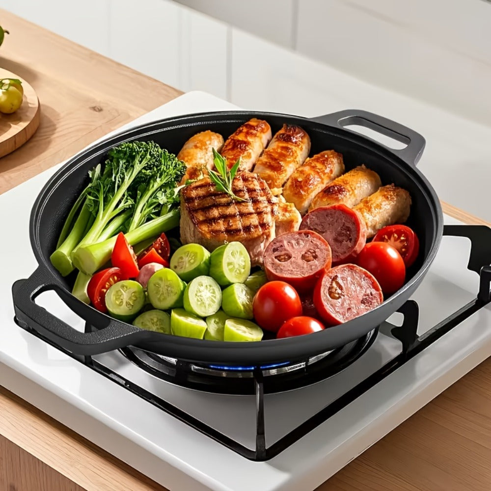 Pre-Seasoned Cast Iron Skillet Set 2 & 3 Piece – Non-Stick Durable Even-Heating Pan for Pizza, BBQ & Pancakes | Oven, Stovetop, Grill & Campfire Safe Versatile Home & Outdoor Cooking Cookware