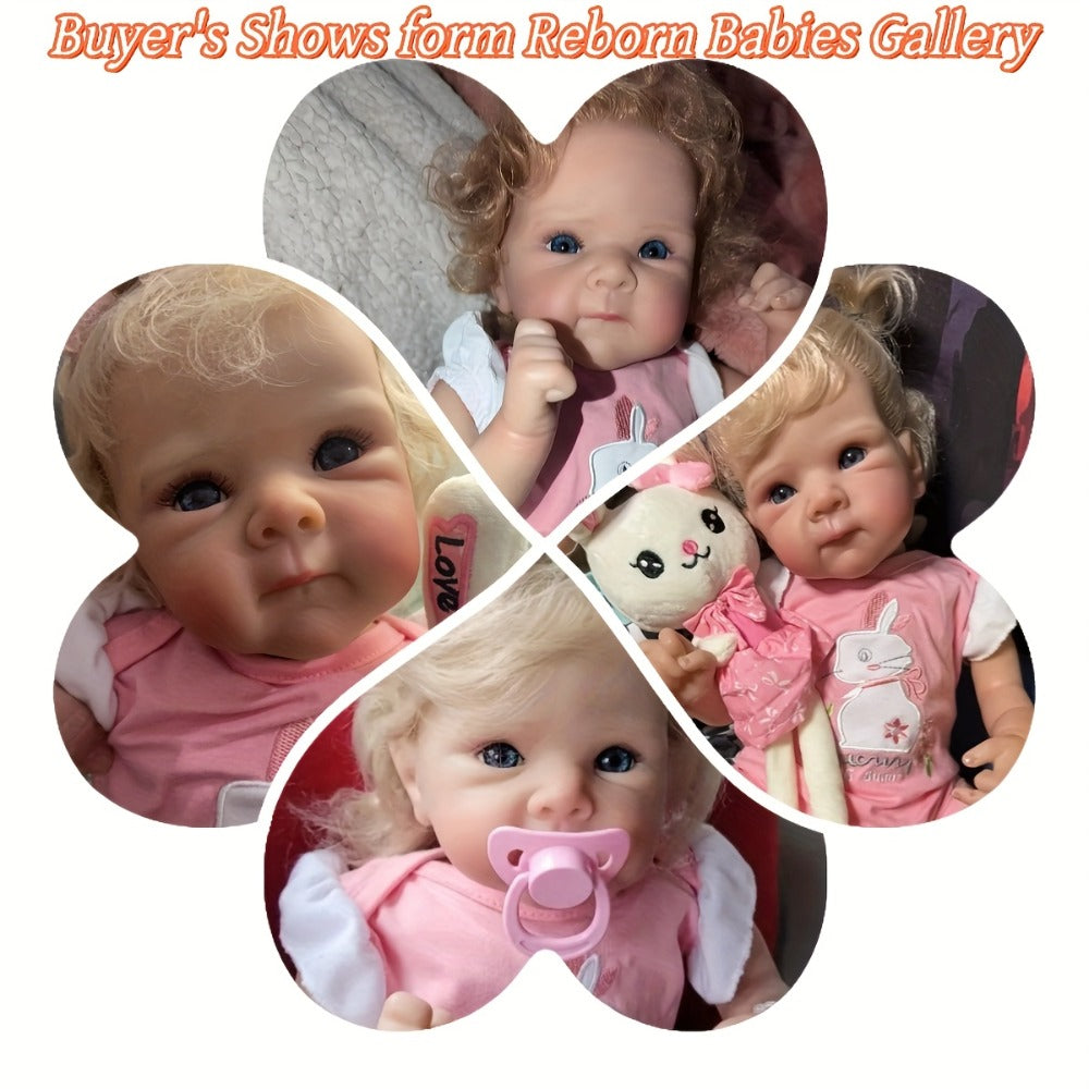 16-Inch Reborn Baby Doll with Rooted Hair and Soft Cloth Body