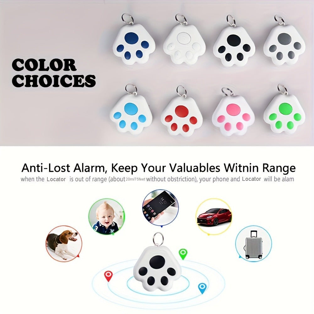 Dog Paw Smart Tracker Anti-Lost Positioning with Recording & Shutter Control – Cute Pet Accessory for Dogs & Cats, 2/4/6 Colors Available, Lightweight Clip-On Design